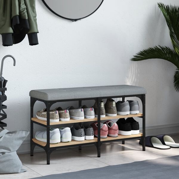 vidaXL Sk&oacute;bekkur Sonoma Eikarlitur 82x32x47 cm Samsettur Vi&eth;ur