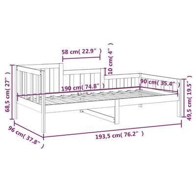 vidaXL Svefnsófi án Dýnu Hunangsbrúnn 90x190 cm Gegnheil Fura