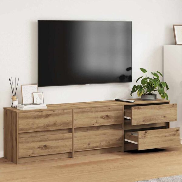 vidaXL TV einingar 2 pcs Artisan Eik 180 x 34 x 50 cm Samsettur vi&eth;ur