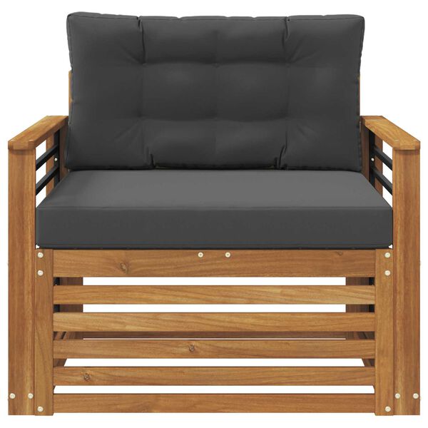 vidaXL &Uacute;ti s&oacute;fasett Solid Akas&iacute;uskei&eth; og P&oacute;lyester N&aacute;tt&uacute;rulegur