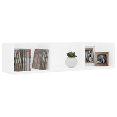 801310 vidaXL CD Wall Shelf White 75x18x18 cm Chipboard