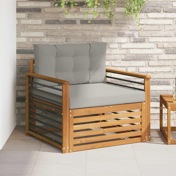 vidaXL &Uacute;ti s&oacute;fasett Solid Akas&iacute;uskei&eth; og P&oacute;lyester N&aacute;tt&uacute;rulegur