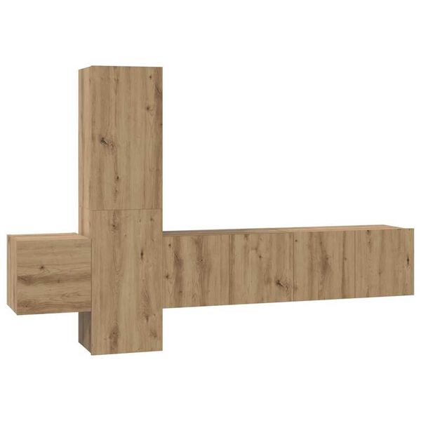 vidaXL Sjónvarpsskápasett 5 pcs handverkseik 181 x 30 x 120 cm