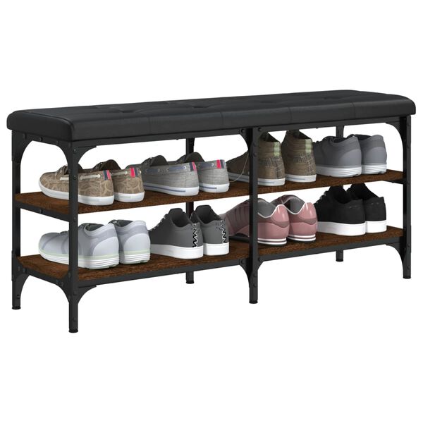 vidaXL Sk&oacute;bekkur Br&uacute;n Eik 102x32x47 cm Samsettur Vi&eth;ur