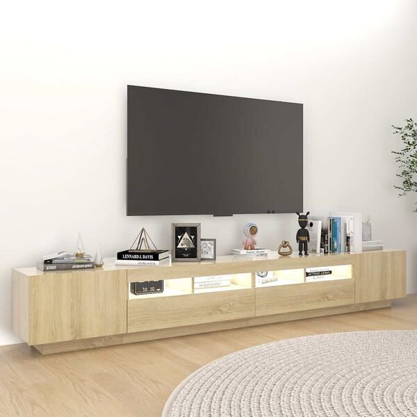 vidaXL Sj&oacute;nvarpssk&aacute;pur me&eth; LED Lj&oacute;sum Sonoma Eik 260x35x40 cm
