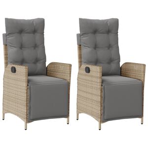 vidaXL Hallanlegir Gar&eth;st&oacute;lar 2 stk. me&eth; F&oacute;thv&iacute;lu Drappa&eth;ir P&oacute;l&yacute;rattan