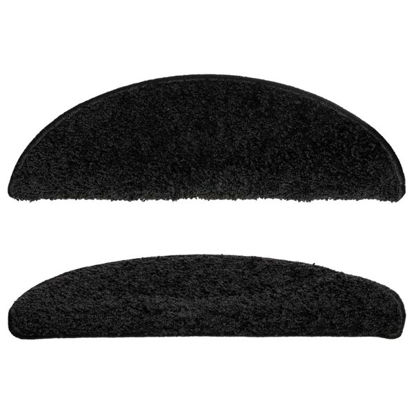 vidaXL Stigamottur 15 stk 56x17x3 cm svartar hálfhringlaga