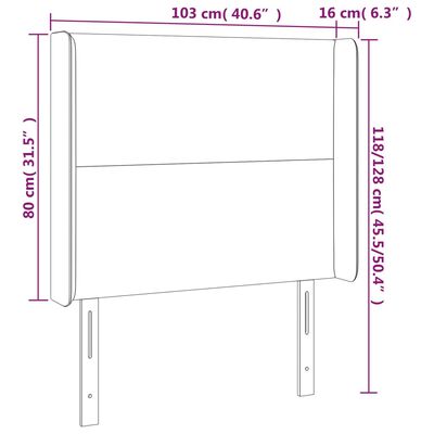 vidaXL Höfðagafl með Eyrum 103x16x118/128 cm Dökkgrátt Flauel