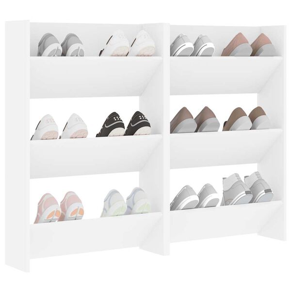 vidaXL Veggsk&oacute;sk&aacute;par 2 stk. Hv&iacute;tur 60x18x90 cm Samsettur Vi&eth;ur