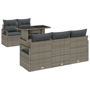 vidaXL Gar&eth;s&oacute;fa sett me&eth; p&uacute;&eth;i me&eth; geymslu 6 pcs Gr&aacute;r Poly rattan