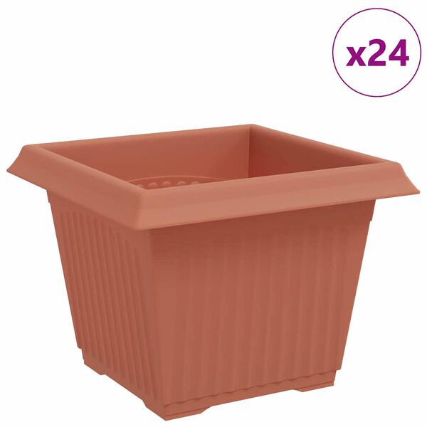 vidaXL Fermetra bl&oacute;mapottr 24 pcs Ekkert Rautt 23 x 23 x 17,5 cm Plast