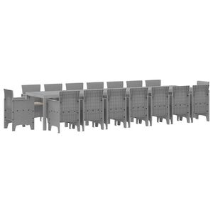 vidaXL Gar&eth;adining sett me&eth; p&uacute;&eth;um me&eth; p&uacute;&eth;i 17 pcs Lj&oacute;sgr&aacute;r PP