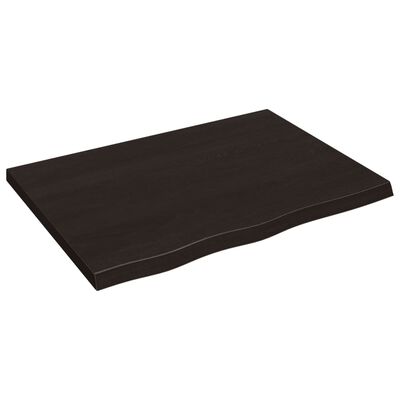 vidaXL Vegghilla Dökkbrún 80x60x(2-4) cm Meðhöndluð Gegnheil Eik