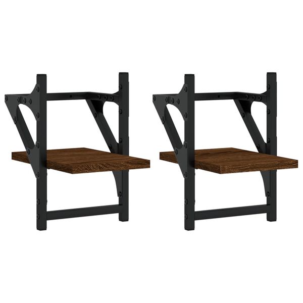 vidaXL Veghillur með Stöngum 2 stk. Brún Eik 20x25x30 cm