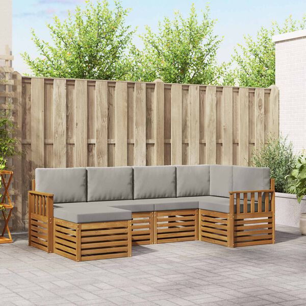 vidaXL S&oacute;fasett 6 pcs N&aacute;tt&uacute;rulegt og Lj&oacute;st Gr&aacute;tt Hrein akas&iacute;utr&eacute;