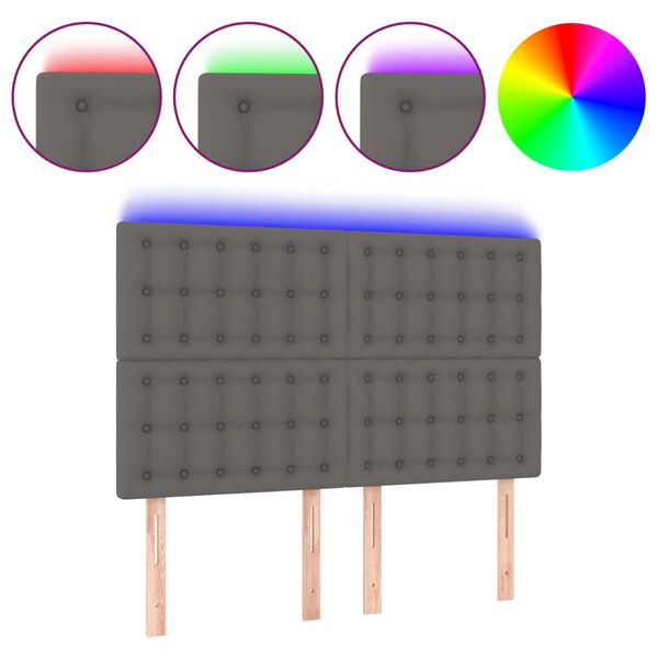 vidaXL LED h&ouml;fu&eth;gafl Gr&aacute;tt 144x5x118/128 cm Le&eth;url&iacute;ki