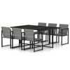vidaXL 7 Parta Gar&eth;bor&eth;stofusett me&eth; P&uacute;&eth;um P&oacute;l&yacute;rattan Gr&aacute;tt