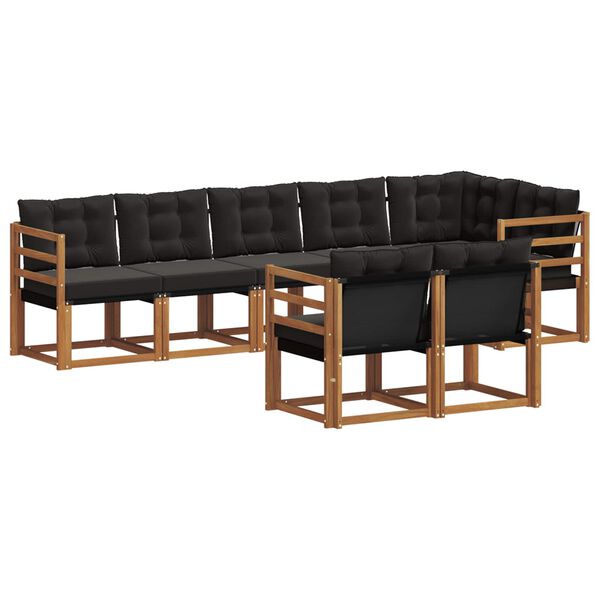 vidaXL &Uacute;ti s&oacute;fasett me&eth; p&uacute;&eth;i 8 pcs N&aacute;tt&uacute;rulegur og svartur