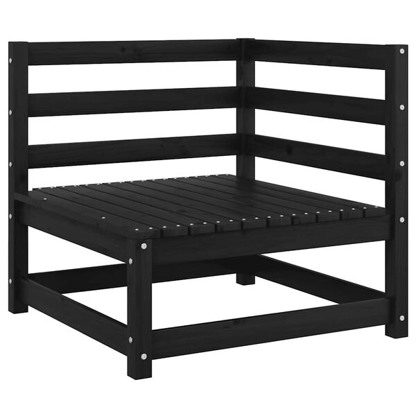 vidaXL Gar&eth;s&oacute;far Horneiningar 2 stk. Svartur Gegnheil Fura