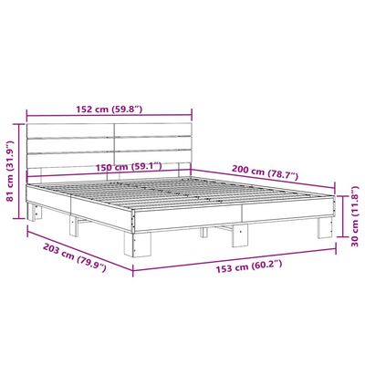 vidaXL Rúmgrind án Dýnu Reyktóna Eikarlitur 150x200 cm