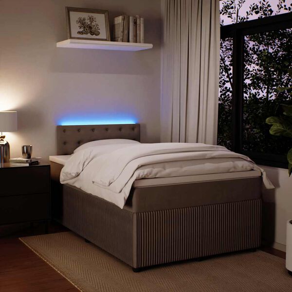 vidaXL H&oacute;lfa&eth; Springr&uacute;m Lj&oacute;sgr&aacute;tt 120x200 cm Flauel