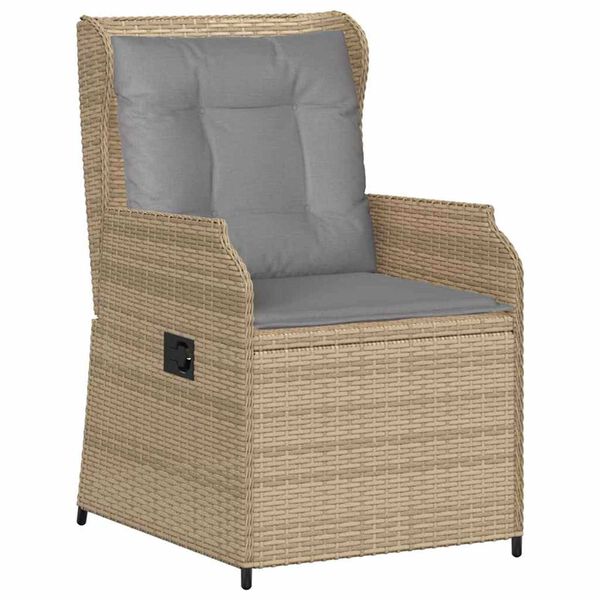 vidaXL Garðbekkur með púði 2 pcs Drapplitaður Poly rattan