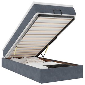 vidaXL Ottoman r&uacute;mgrind me&eth; d&yacute;nu D&ouml;kkgr&aacute; 100x200 cm Flauel