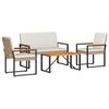 vidaXL Utandyra h&uacute;sgagna sett 4 pcs Beige og rj&oacute;ma hv&iacute;tur p&oacute;l&yacute;rattan