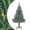 vidaXL Gervij&oacute;latr&eacute; me&eth; Snj&oacute;fl&ouml;kt og LED Lj&oacute;s Gr&aelig;nn og hv&iacute;tur 150 cm