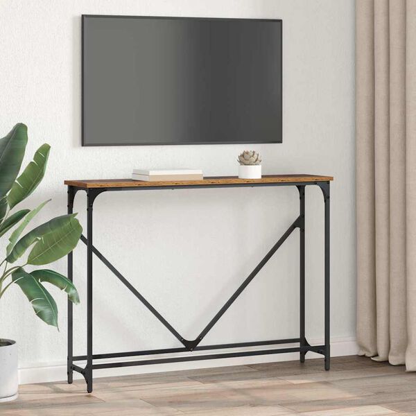 vidaXL Veggbor&eth; Gamall vi&eth;ur 102 x 23 x 75 cm Samsettur vi&eth;ur