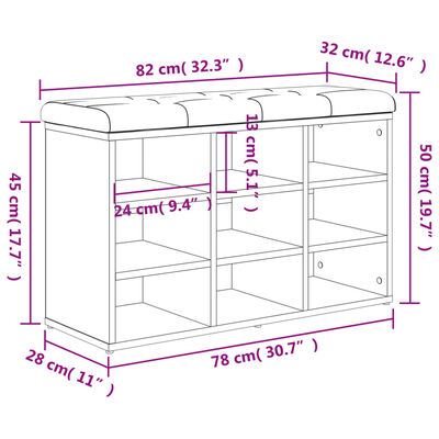 vidaXL Skóbekkur Hvítur 82x32x50 cm Samsettur Viður