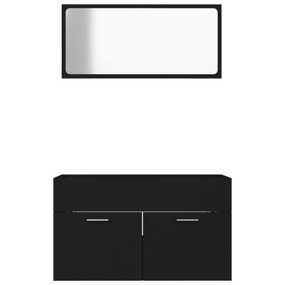 804792 vidaXL 2 Piece Bathroom Furniture Set Black Chipboard