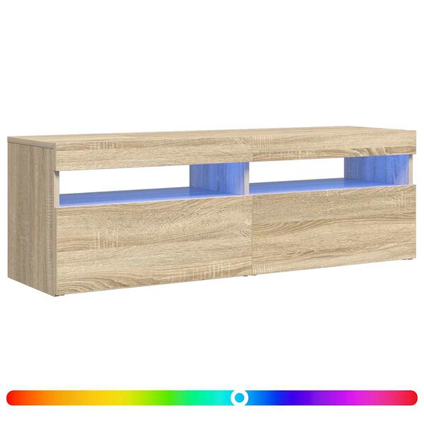 vidaXL Sj&oacute;nvarpssk&aacute;pur me&eth; LED Lj&oacute;sum Sonoma Eik 120x35x40 cm