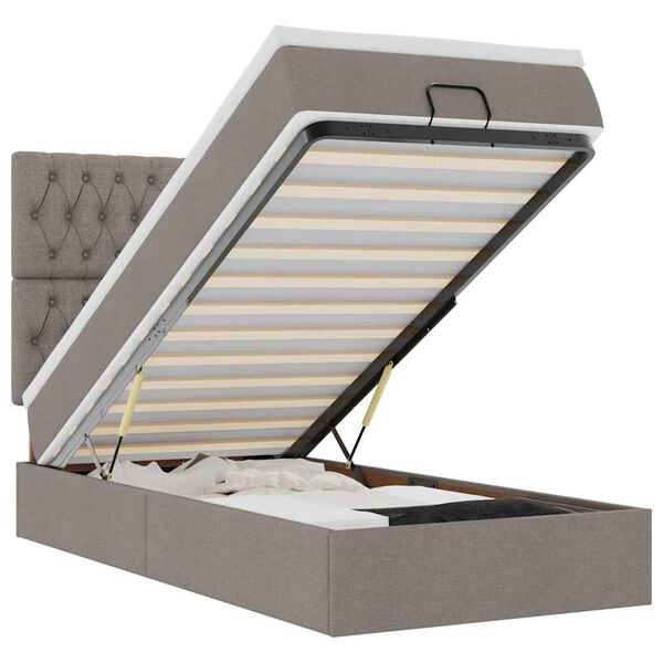 vidaXL Ottoman r&uacute;mgrind me&eth; d&yacute;nu Taupe 90x190 cm Efni