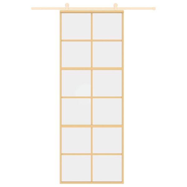 vidaXL Rennihurð Gyllt 76x205 cm Glært Hert Gler og Ál