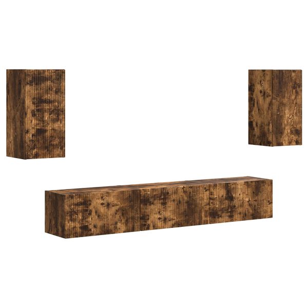 vidaXL Sj&oacute;nvarpssk&aacute;pasett Vegghengt 5 pcs Rau&eth;-eik Samsettur vi&eth;ur