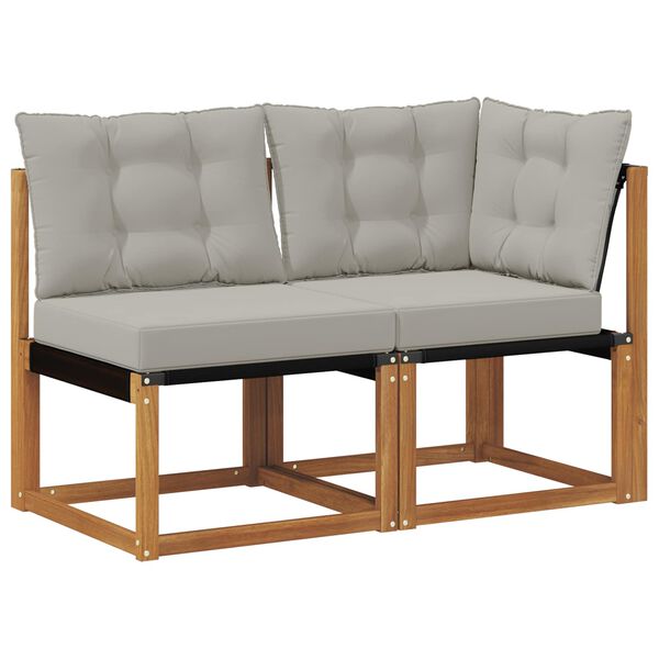 vidaXL &Uacute;tistrokkur mi&eth;- og hornsofa me&eth; p&uacute;&eth;i 2 Stykki N&aacute;tt&uacute;rulegur