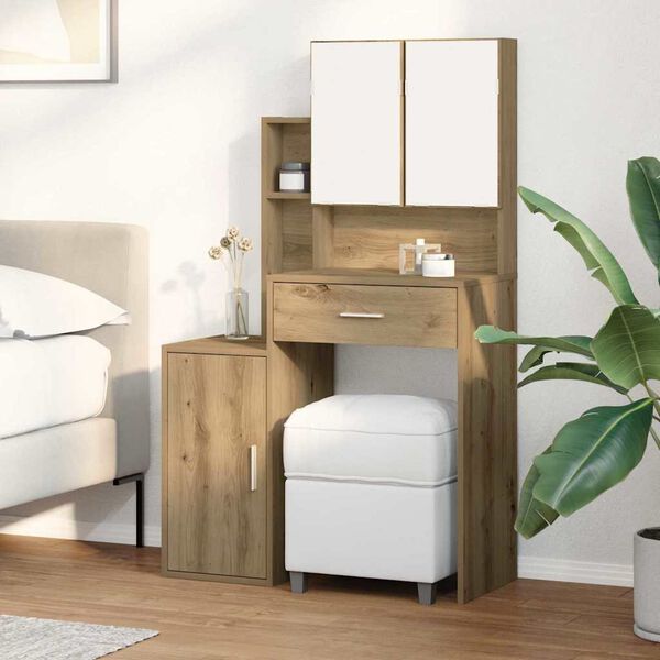 vidaXL Snyrtingartafla handverkseik 80 x 35 x 132 cm Samsettur vi&eth;ur