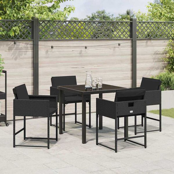vidaXL Gar&eth;ur bor&eth;sett 5 pcs Svartur p&oacute;l&yacute;rattan