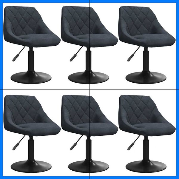 vidaXL Snúningsborðstofustólar 6 stk. Dökkgráir Flauel