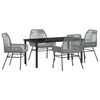 vidaXL Gar&eth;ur bor&eth;sett me&eth; p&uacute;&eth;i 5 pcs Gr&aacute;r p&oacute;l&yacute;rattan