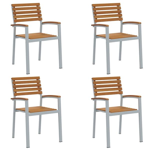 vidaXL Gar&eth;st&oacute;ll 4 pcs Br&uacute;nn 56 x 57 x 87 cm Hrein akas&iacute;utr&eacute;