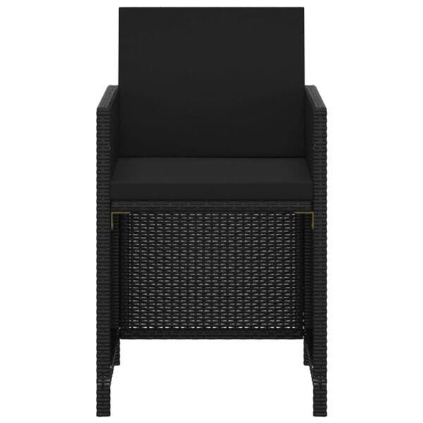 vidaXL 3 Hluta Gar&eth;bor&eth;stofusett me&eth; Sessum Svart P&oacute;l&yacute;rattan