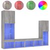 vidaXL 4 Parta Veggsj&oacute;nvarpseiningar m/ LED Gr&aacute;ar Samsettur Vi&eth;ur