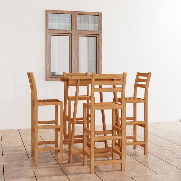 vidaXL 5 Parta Útibarsett Gegnheill Akasíuviður