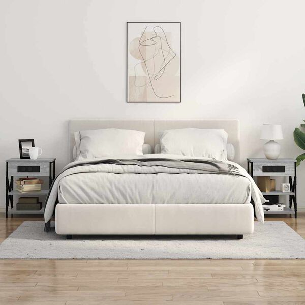 vidaXL Noat&ouml;flu sk&aacute;pur me&eth; hillu 2 pcs Gr&aacute;r Sonoma 41 x 31 x 51 cm