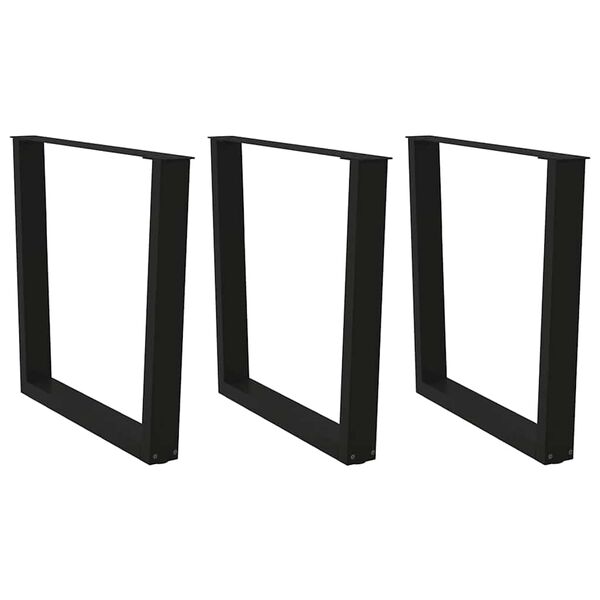 vidaXL bor&eth;stofubor&eth;sf&aelig;tur V-laga 3 stk svart 80x(72-73,3) cm st&aacute;l