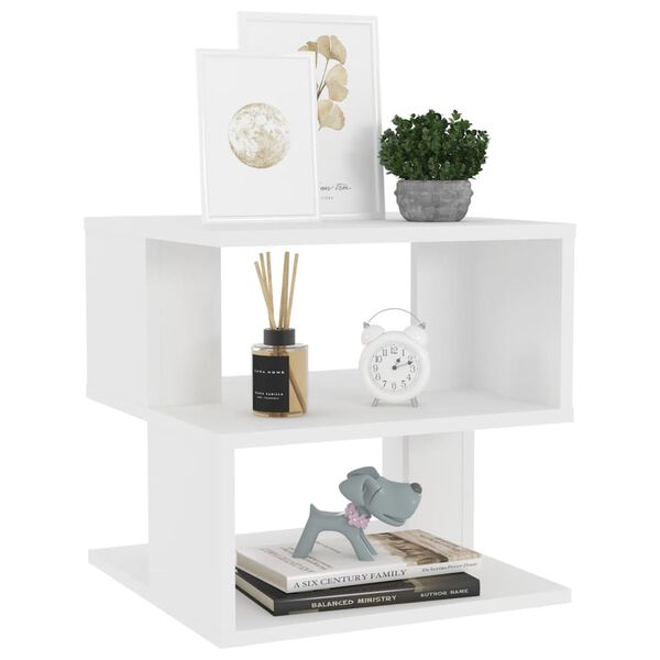 vidaXL Hliðarborð Hvítur 40x40x40 cm Samsettur Viður