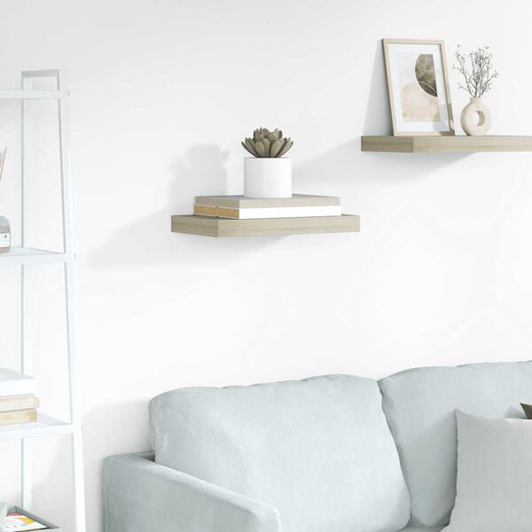 vidaXL Vegghilla me&eth; Sk&uacute;ffu Eikarlitu&eth; 40x23x3,8 cm MDF