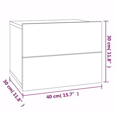 vidaXL Náttborð Reyklituð Eik 40x30x30 cm Samsettur Viður